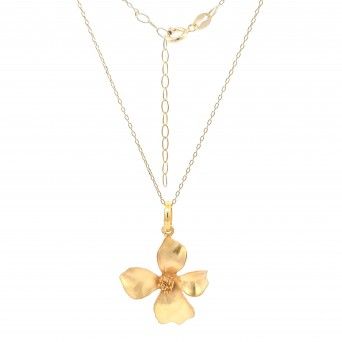 CONJUNTO PRATA DOURADA  - COLAR&BRINCO COLEO FLOWER
