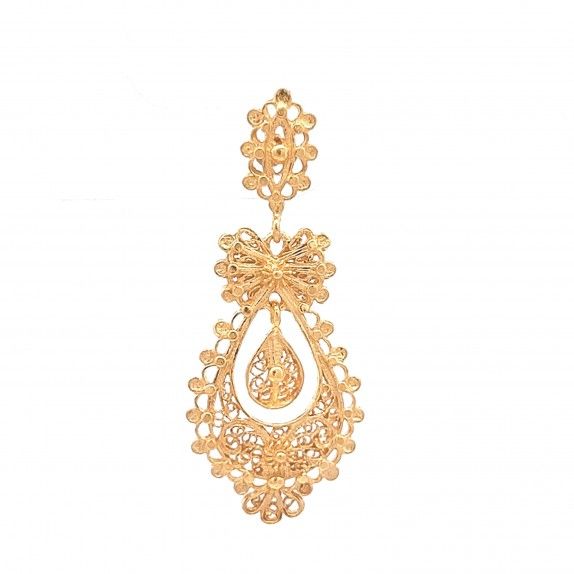 BRINCOS PRATA DOURADA FILIGRANA - RAINHA