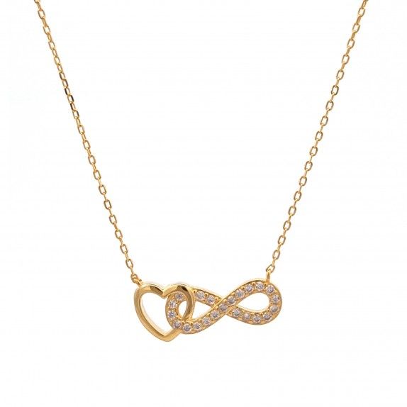 COLAR PRATA DOURADA ZIRCNIA - CORAO & INFINITO