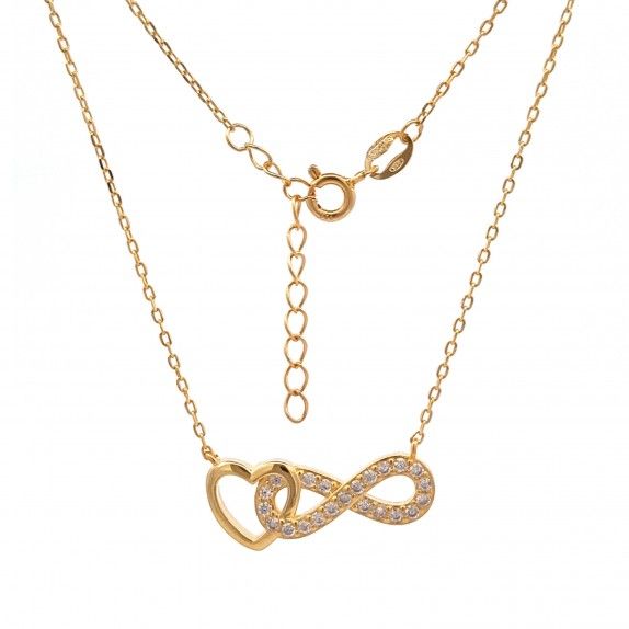 COLAR PRATA DOURADA ZIRCNIA - CORAO & INFINITO