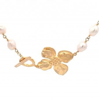 COLAR PRATA DOURADA PROLAS - COLEO FLOWER