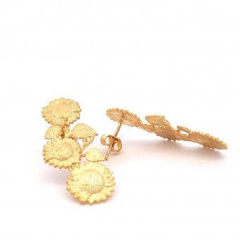BRINCOS PRATA DOURADA - COLEO FLOWER