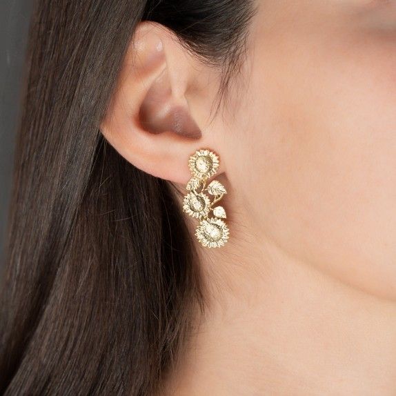 BRINCOS PRATA DOURADA - COLEO FLOWER