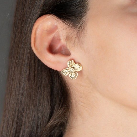 BRINCOS PRATA DOURADA - COLEO FLOWER