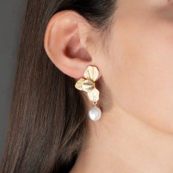 BRINCOS PRATA DOURADA - COLEO FLOWER