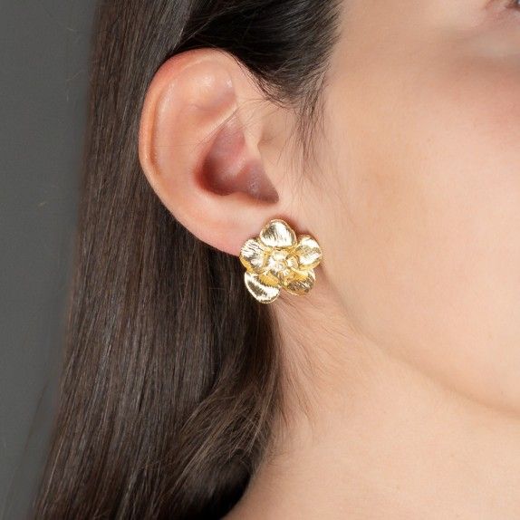 BRINCOS PRATA DOURADA PÉROLA - COLEÇÃO FLOWER BRINCOS PRATA DOURADA PÉROLA - COLEÇÃO FLOWER