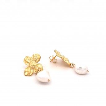 BRINCOS PRATA DOURADA - COLEO FLOWER