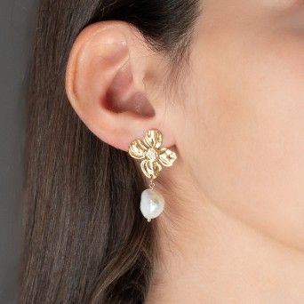 BRINCOS PRATA DOURADA - COLEO FLOWER