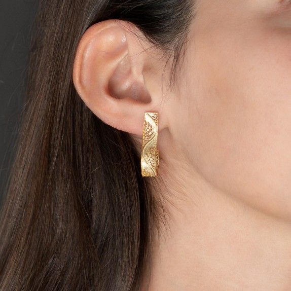 BRINCOS PRATA DOURADA - FILIGRANA