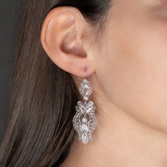 BRINCOS PRATA BRANCA - FILIGRANA