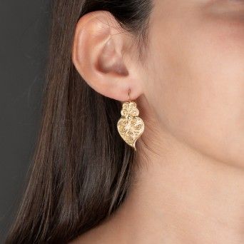 BRINCOS PRATA DOURADA FILIGRANA - CORAÇÃO DE VIANA BRINCOS PRATA DOURADA FILIGRANA - CORAÇÃO DE VIANA