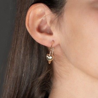 BRINCOS PRATA DOURADA  CORAO - COLEO ESSNCIA
