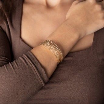 PULSEIRA PRATA DOURADA - COLEO ESSNCIA