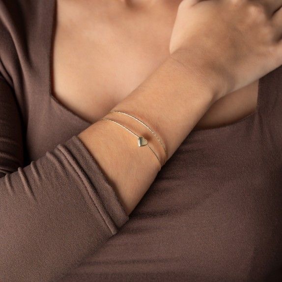 PULSEIRA PRATA DOURADA CORAO - COLEO ESSNCIA