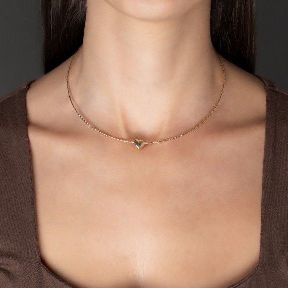 COLAR PRATA DOURADA CORAÇÃO - COLEÇÃO ESSÊNCIA COLAR PRATA DOURADA CORAÇÃO - COLEÇÃO ESSÊNCIA