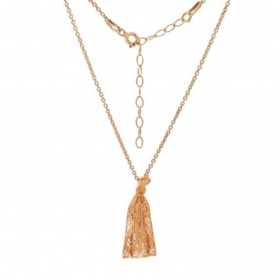 COLAR PRATA DOURADA FILIGRANA - NOSSA SENHORA DE FTIMA