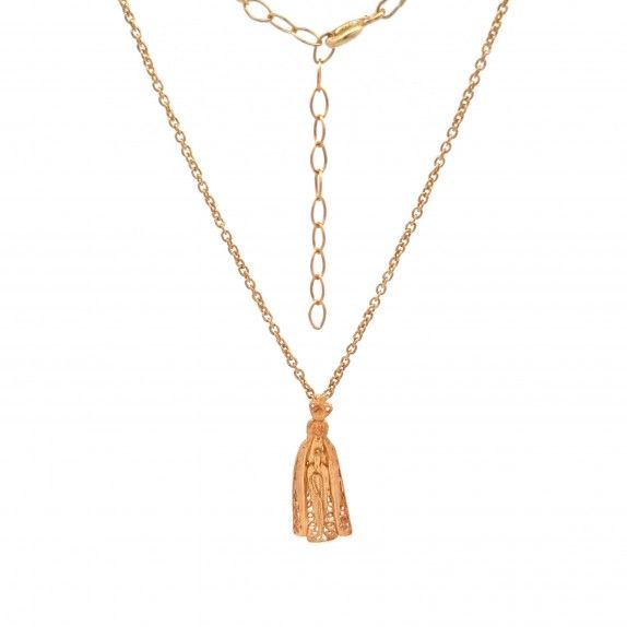 COLAR PRATA DOURADA FILIGRANA - NOSSA SENHORA DE FTIMA