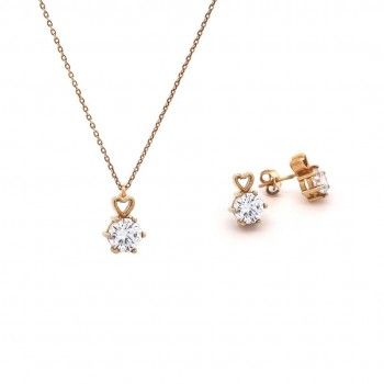 CONJUNTO PRATA DOURADA ZIRCNIAS - COLAR&BRINCO