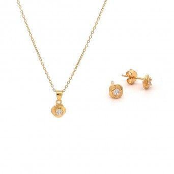 CONJUNTO PRATA DOURADA ZIRCNIA - COLAR&BRINCO