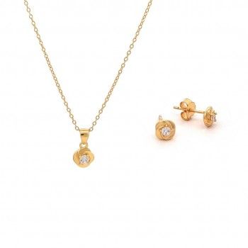 CONJUNTO PRATA DOURADA ZIRCNIA - COLAR&BRINCO