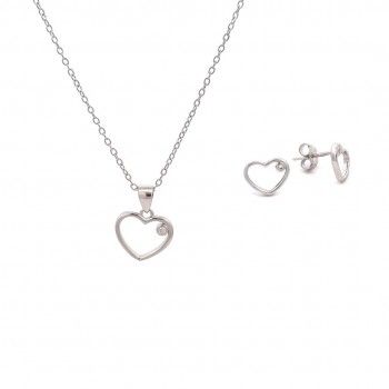 CONJUNTO PRATA DOURADA ZIRCNIAS - COLAR&BRINCO CORAO