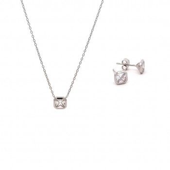 CONJUNTO PRATA ZIRCNIAS - COLAR&BRINCO